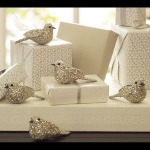Pottery Barn German Glitter Birds  NEW IN BOX